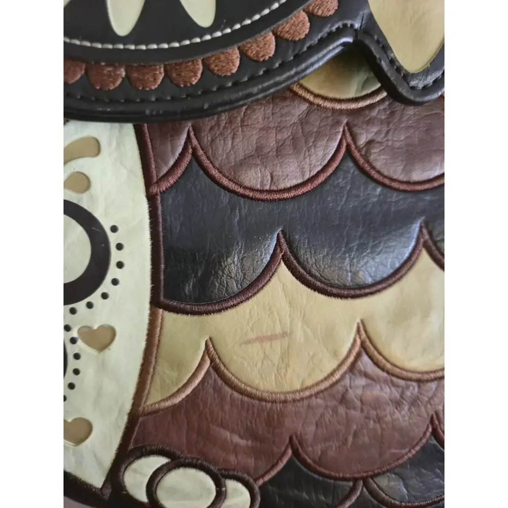 Loungefly Woman's Vaulted Retro Brown Owl Patchwork Crossbody Messenger Bag